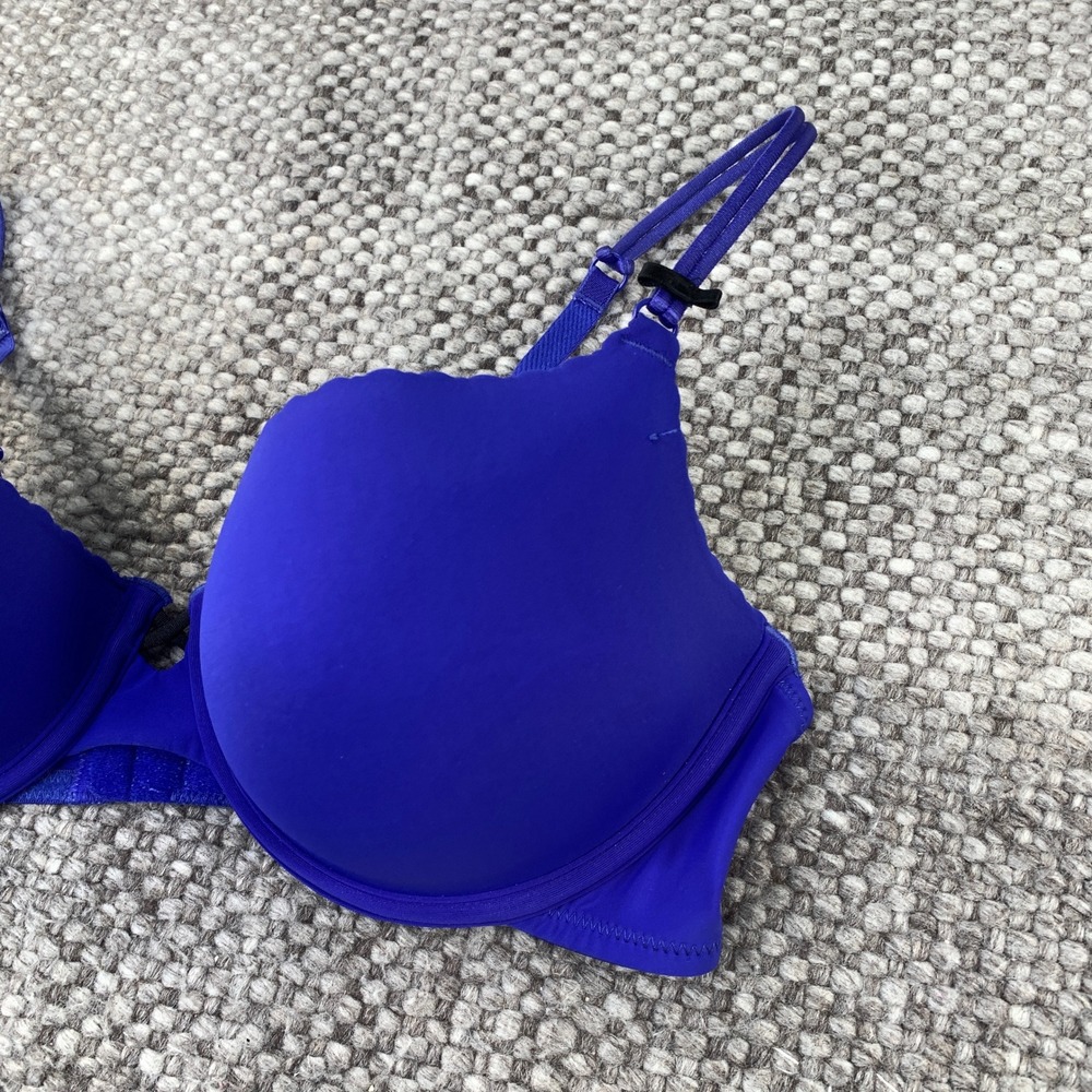 Lily of France Push Up Bra Women 36C Royal Blue 2111780 Padded Underwire Bra